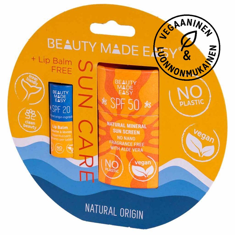 Sun Care Pack aurinkosuojavoide SPF50 + huulivoide SPF20